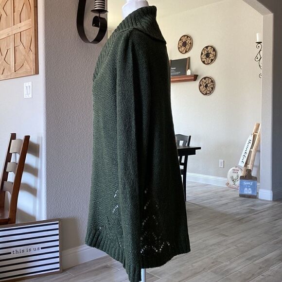 NWOT By Design Green Long Sleeve Knitted Turtle Neck Pull Over Top L Earthy - Picture 4 of 6